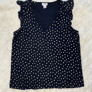 JCrew Navy & Gold Dot Sleeveless Blouse
